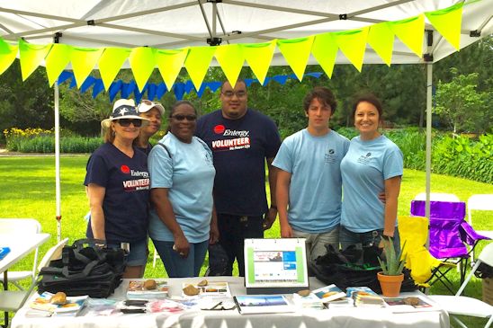 Manning the Entergy booth on Earth Day was (from left) Cheryl Ellis, Terrell LeDay, Monica (Thomas) Malveaux, Derrick Marshall, Grant Richardson and Andrea Richardson.